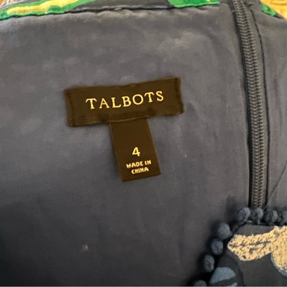 Talbots Blue & Green Fish Print Sheath Dress Cotton Blend - Picture 8 of 9